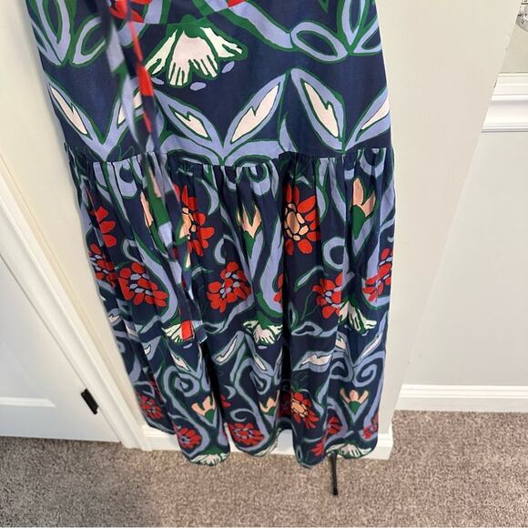 De Loreta Blue Halter Floral Red Maxi Dress XS - Picture 9 of 9